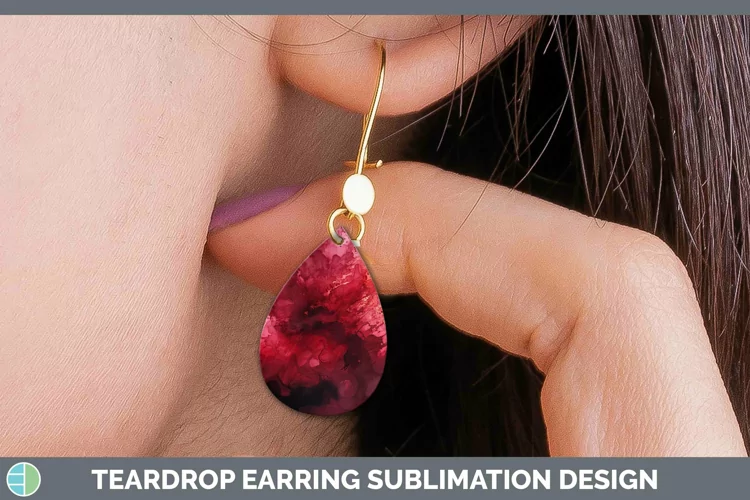 Watercolor Dark Red Teardrop Earrings Sublimation Earrings D