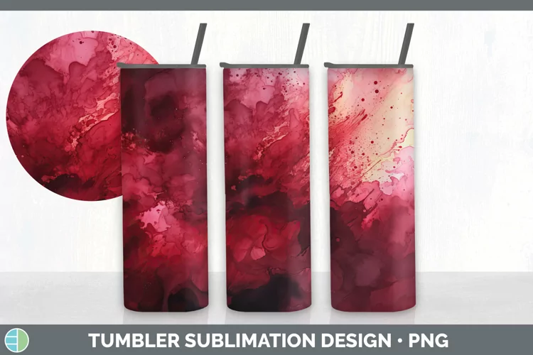 Watercolor Dark Red Tumbler Sublimation 20 oz Skinny Tumbler