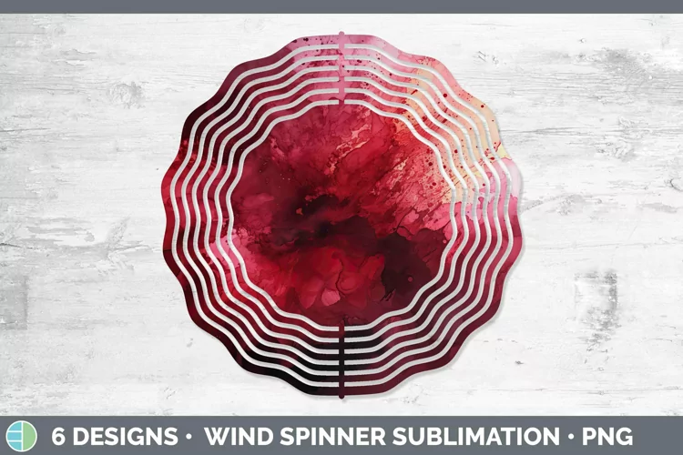 Watercolor Dark Red Wind Spinner Sublimation Spinner Designs