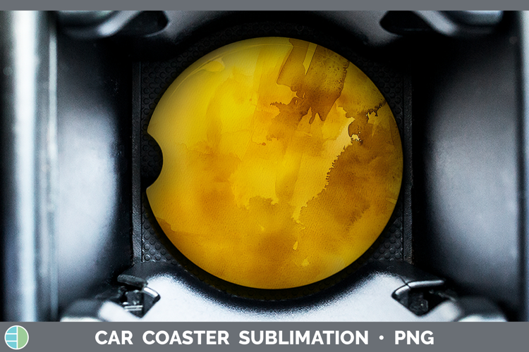 Watercolor Dark Yellow Car Coaster Sublimation Designs