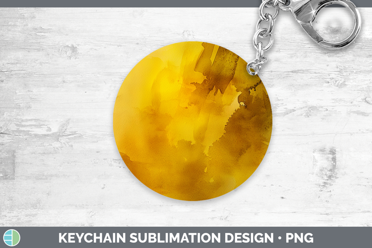 Watercolor Dark Yellow Keychain Sublimation Keyring Designs