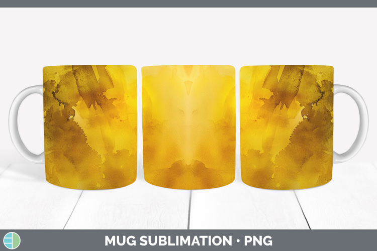 Watercolor Dark Yellow Mug Wrap Sublimation Coffee Cup Desig