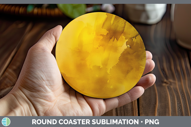 Watercolor Dark Yellow Round Coaster Sublimation Coaster Des