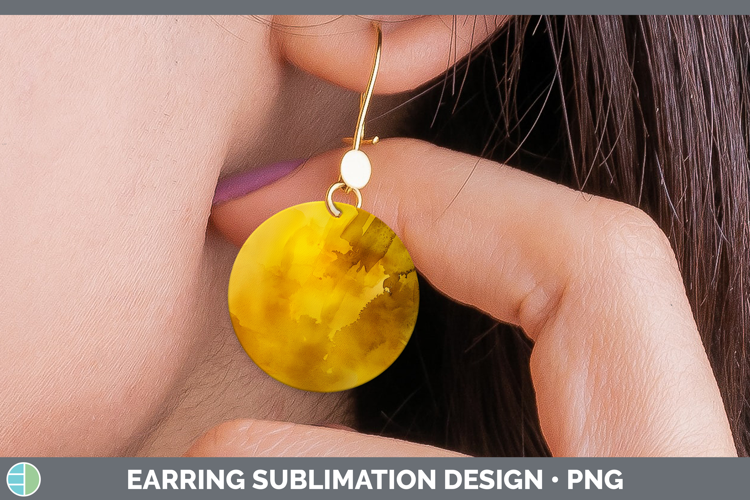 Watercolor Dark Yellow Round Earrings Sublimation Earrings D