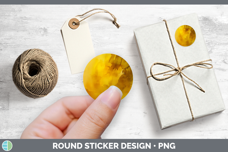 Watercolor Dark Yellow Stickers | Round Labels Designs