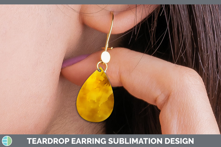 Watercolor Dark Yellow Teardrop Earrings Sublimation Earring