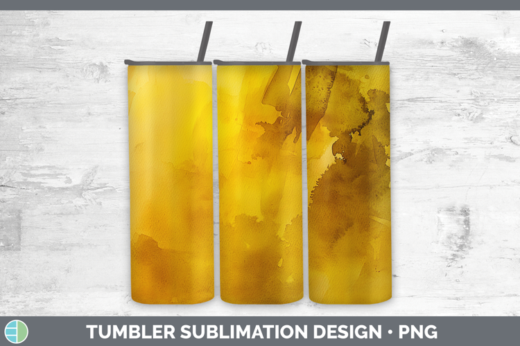 Watercolor Dark Yellow Tumbler Sublimation 20 oz Skinny Tumb
