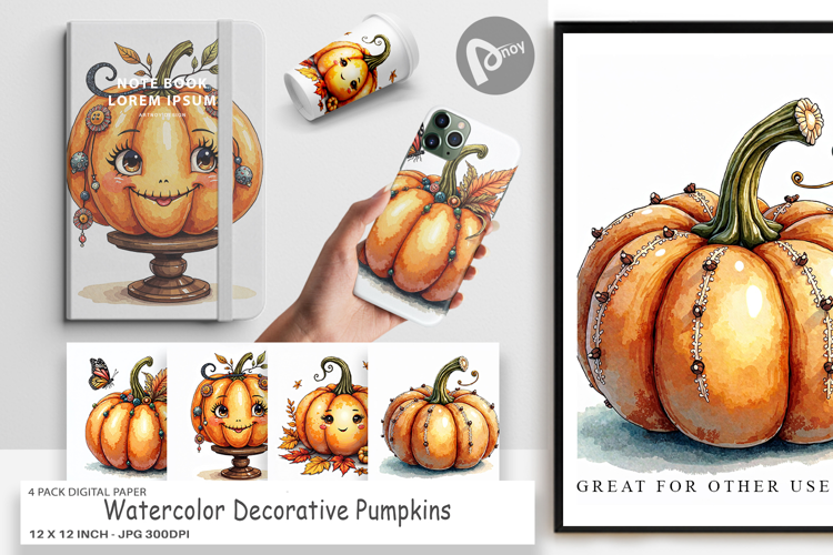 Decorative Pumpkins Digital Paper