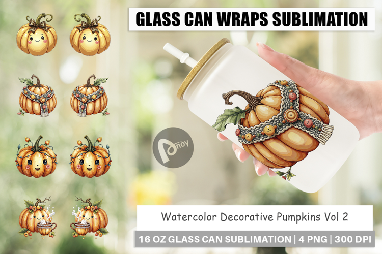 Decorative Pumpkins Glass Can