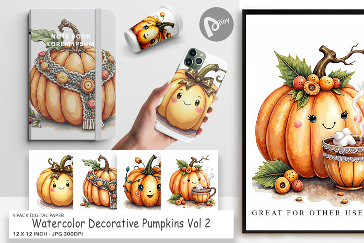 Decorative Pumpkins Digital Paper