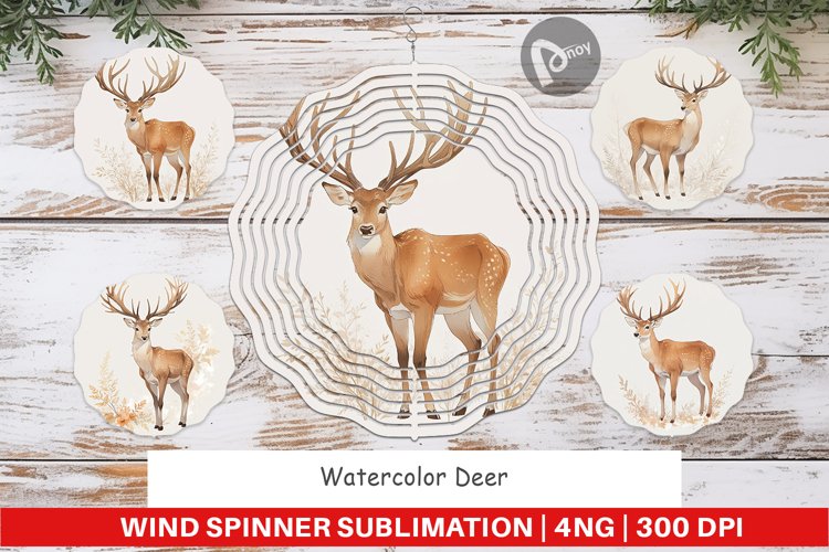 Wind Spinner Watercolor Deer