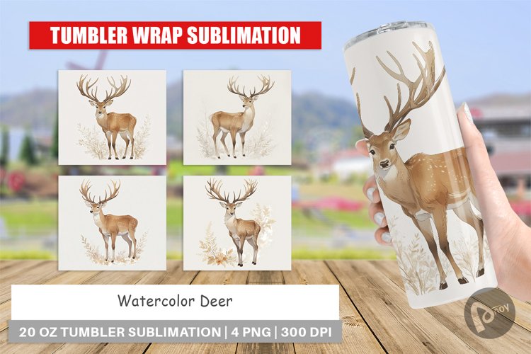 Tumbler Wrap Watercolor Deer