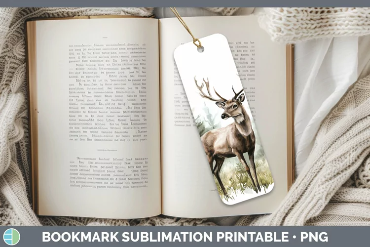 Watercolor Deer Bookmark Sublimation Printable Designs