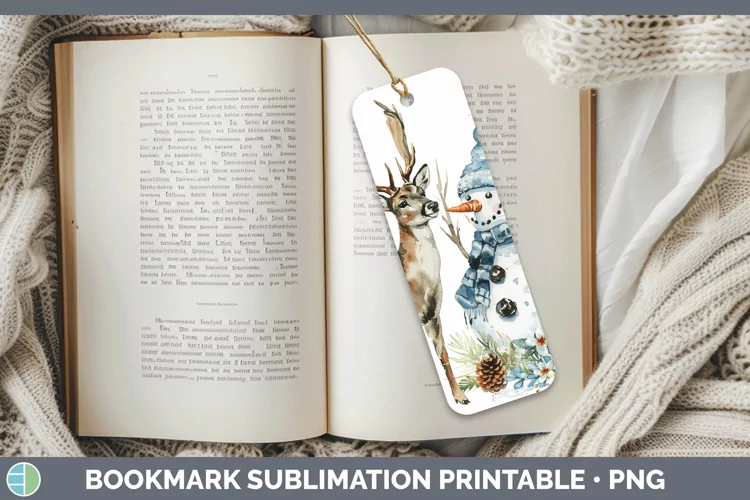 Christmas Snowman Deer Bookmark Sublimation Printable