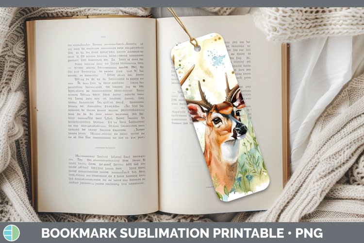 Watercolor Deer Bookmark Sublimation Printable Designs