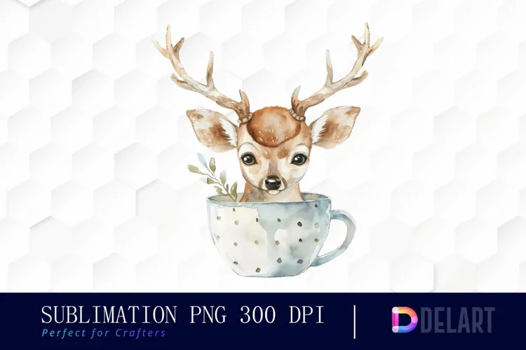 Deer in a Cup Sublimation PNG Clipart