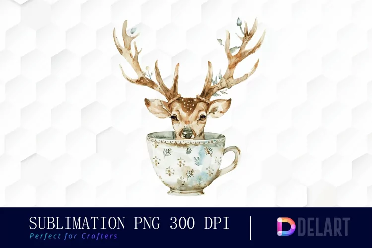 Deer in a Cup Sublimation PNG Clipart
