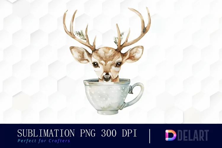 Deer in a Cup Design Clipart