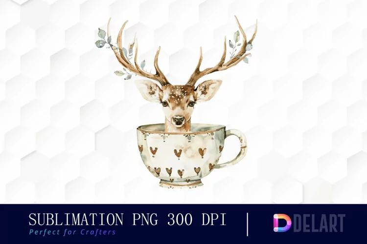 Deer in a Cup Sublimation PNG Clipart