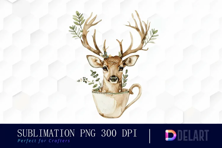 Deer in a Cup Sublimation PNG Clipart
