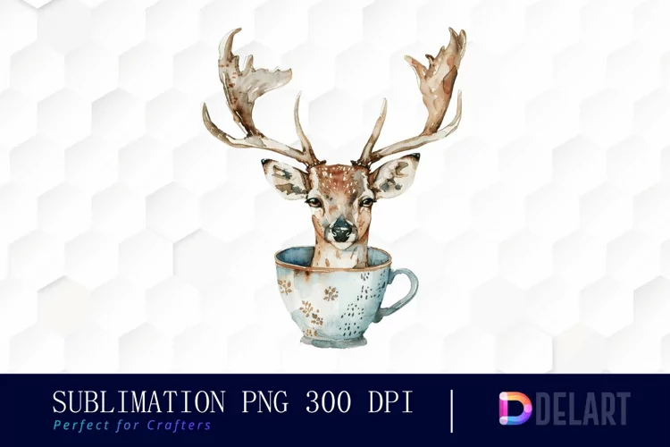 Deer in a Cup Design Clipart