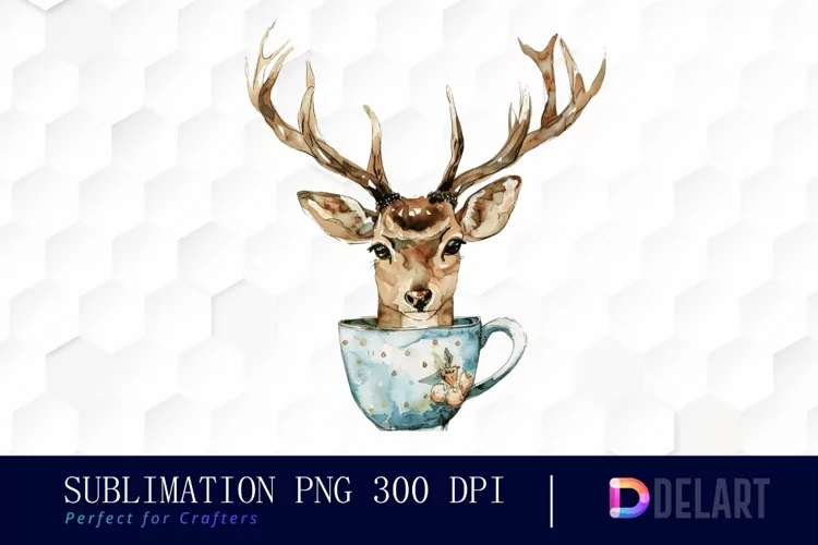 Deer in a Cup Graphics Clipart