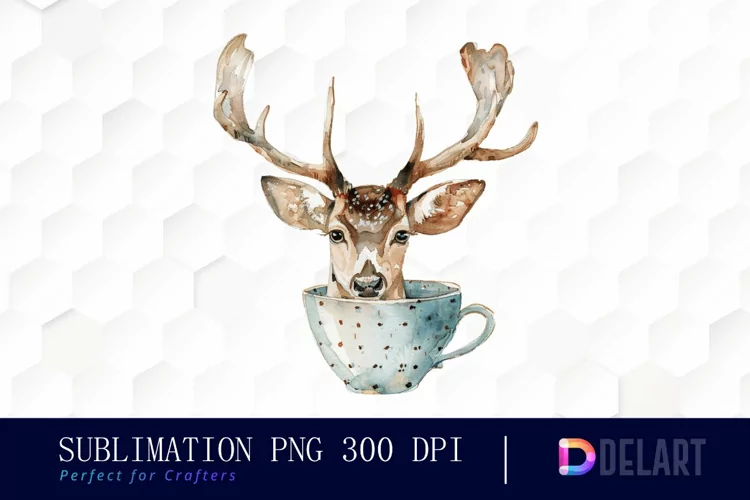 Deer in a Cup Design Clipart