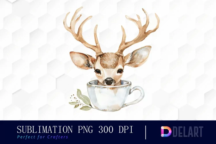 Deer in a Cup Graphics Clipart