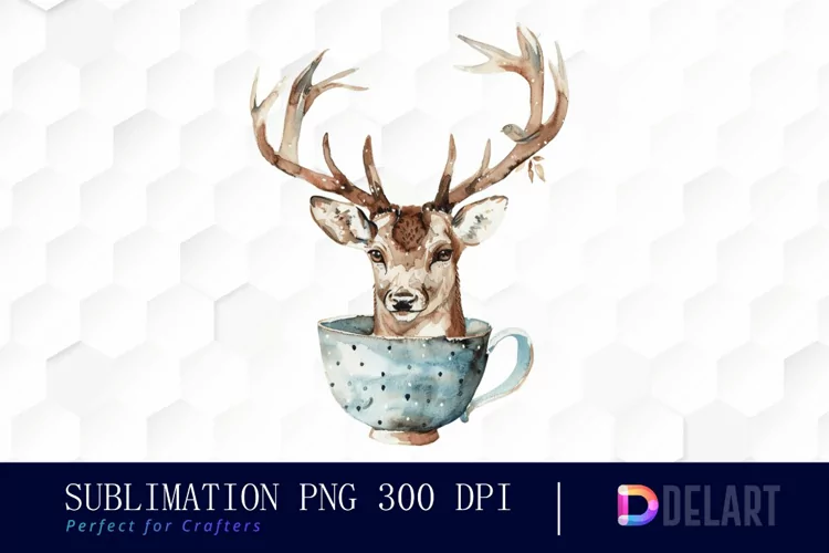 Deer in a Cup Design Clipart