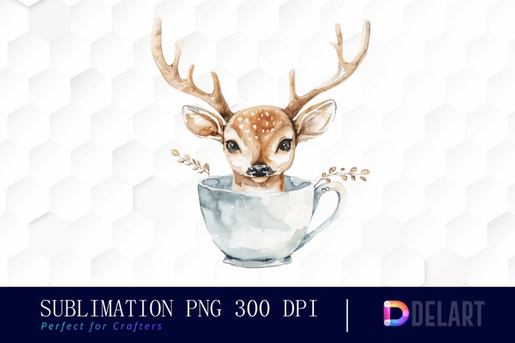 Deer in a Cup Sublimation PNG Clipart example image 1