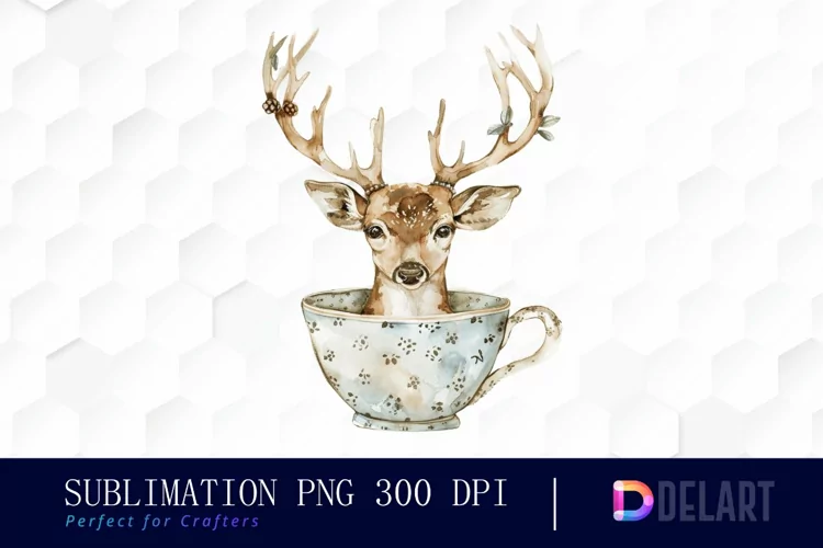 Deer in a Cup Design Clipart