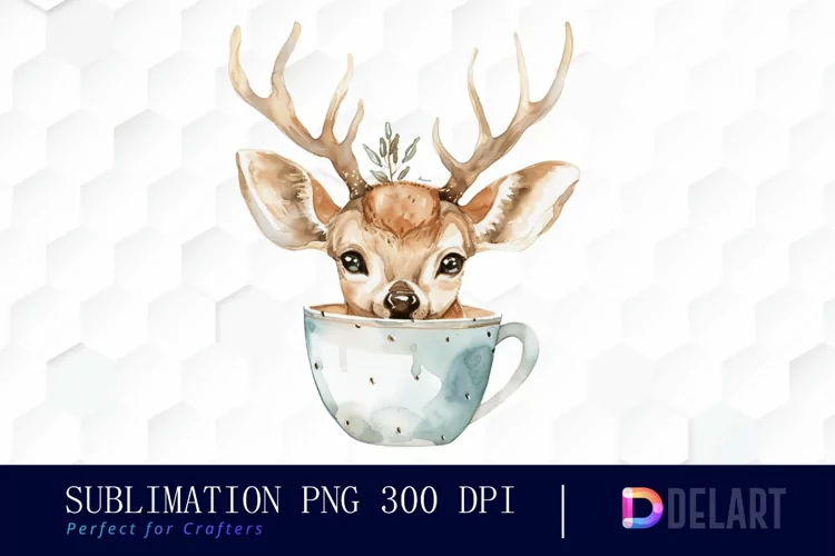 Deer in a Cup Sublimation PNG Clipart