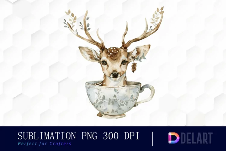 Deer in a Cup Sublimation PNG Clipart