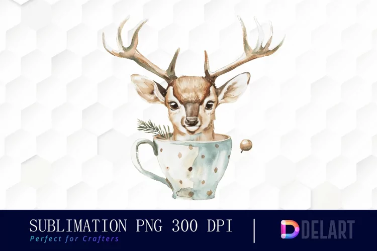 Deer in a Cup Sublimation PNG Clipart
