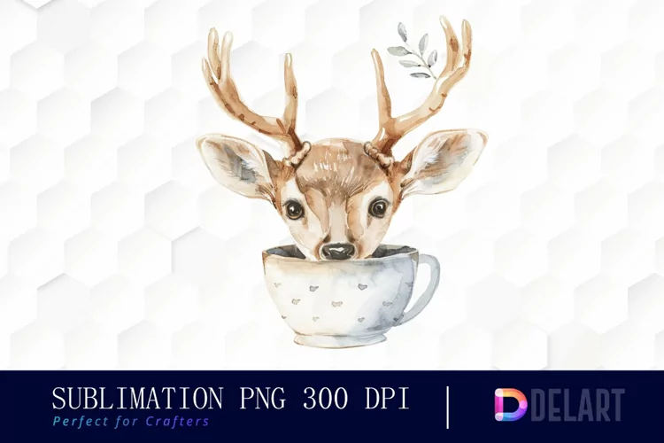 Deer in a Cup Design Clipart