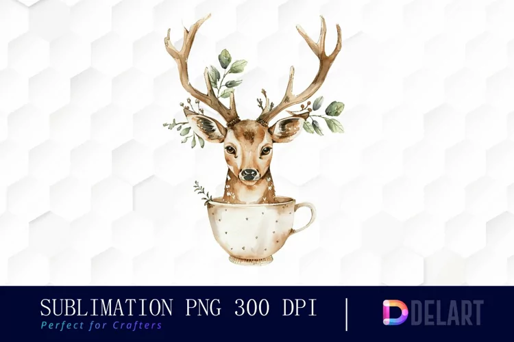 Deer in a Cup Graphics Clipart