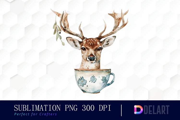 Deer in a Cup Graphics Clipart