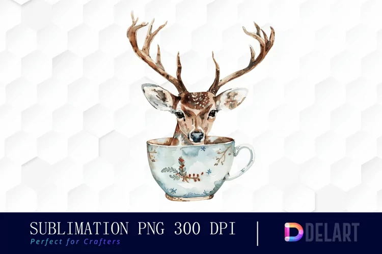 Deer in a Cup Graphics Clipart