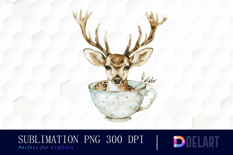 Deer in a Cup Design Clipart