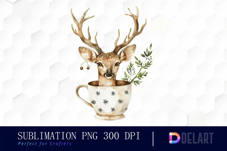 Deer in a Cup Graphics Clipart