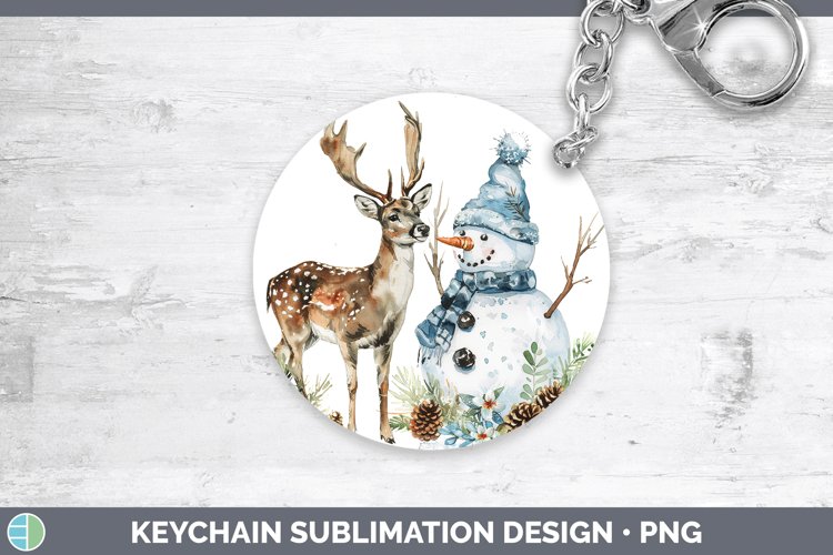 Christmas Snowman Deer Keychain Sublimation Keyring Designs