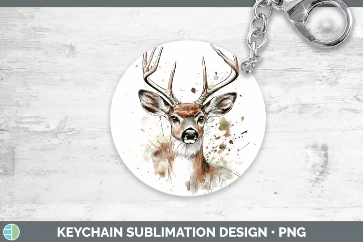 Watercolor Deer Keychain Sublimation Keyring Designs