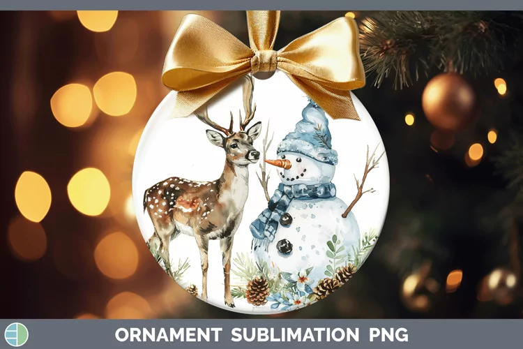 Christmas Snowman Deer Ornament Sublimation Bauble Designs
