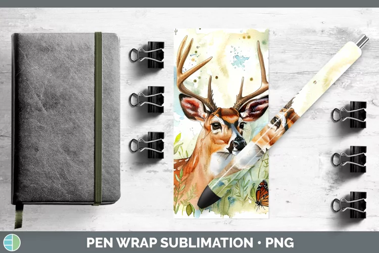 Watercolor Deer Pen Wrap Sublimation Epoxy Pen Designs