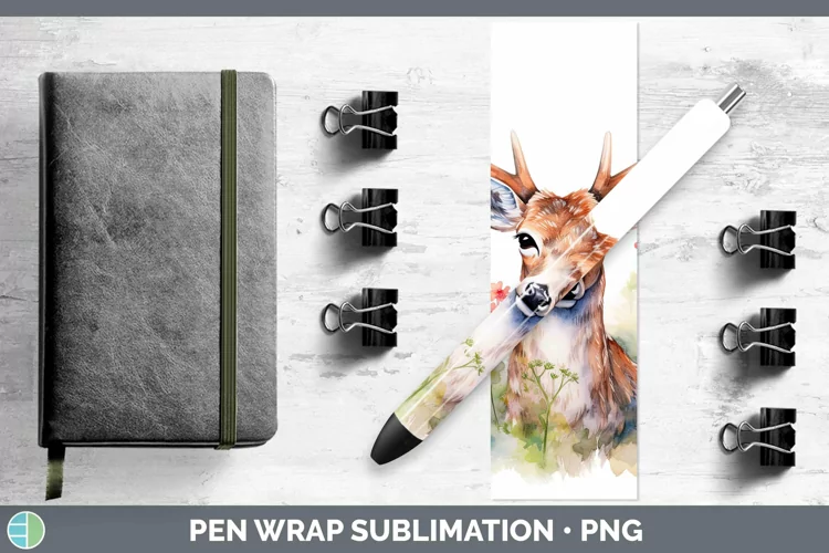 Watercolor Deer Pen Wrap Sublimation Epoxy Pen Designs