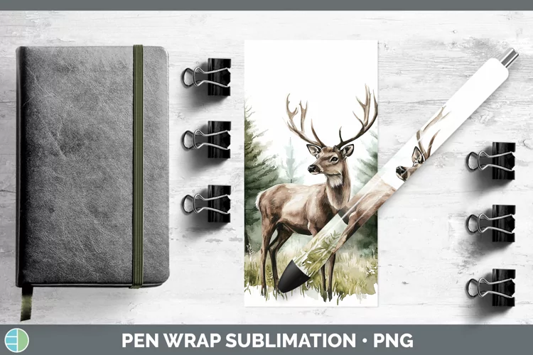 Watercolor Deer Pen Wrap Sublimation Pen Designs