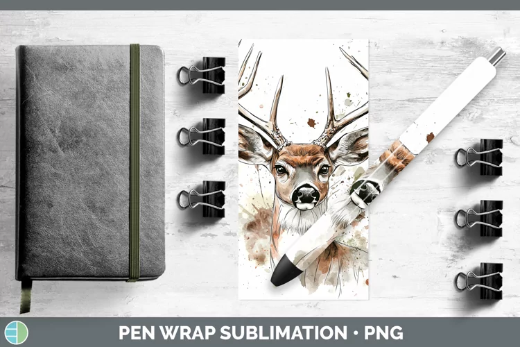 Watercolor Deer Pen Wrap Sublimation Pen Designs