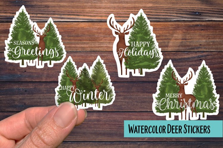 Watercolor Deer PNG Sticker Pack example image 1