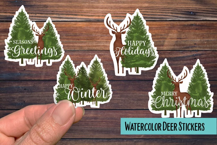 Watercolor Deer PNG Sticker Pack