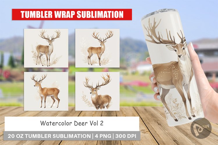 Tumbler Wrap Watercolor Deer